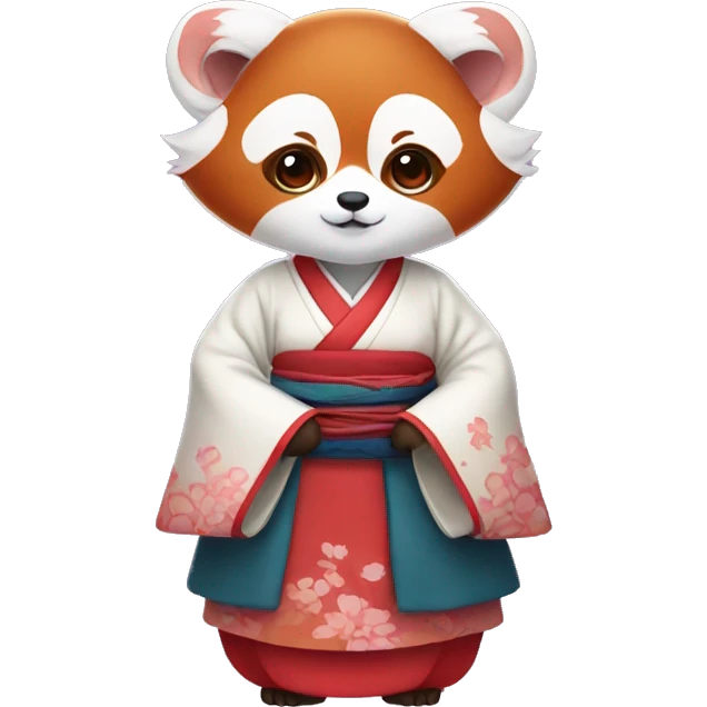 A red panda in a hanbok learning Korean characters emoji