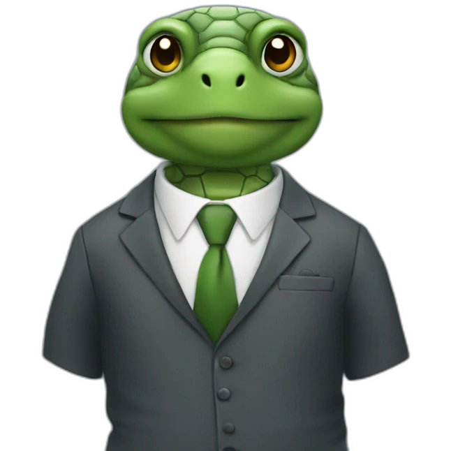 Turtle wearing suit emoji