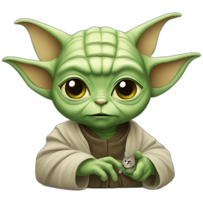 Yoda with cat emoji