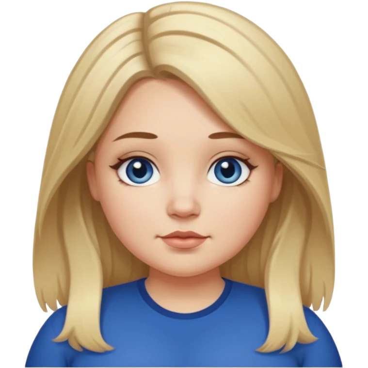 fat white girl long light brunette / blonder8 hair girl with darker roots in her hair middle part and dark blue eyes that's not really tan but not pale emoji