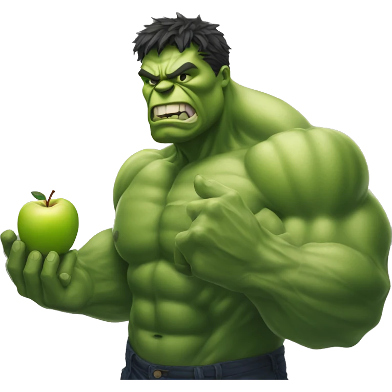 hulk holding an apple emoji