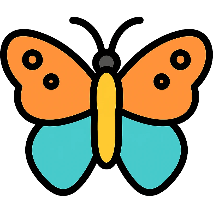 mariposa butterfly, clean modern icon style, simple lines, easily recognizable, suitable for app icon emoji