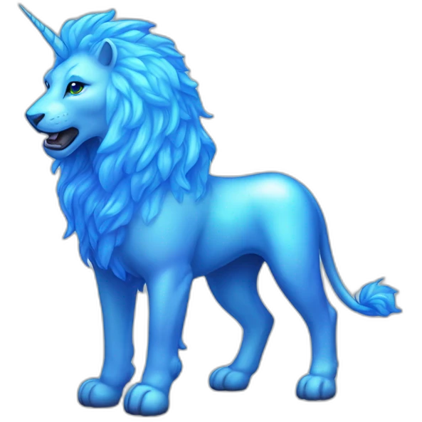 holographic blue unicorn lion emoji