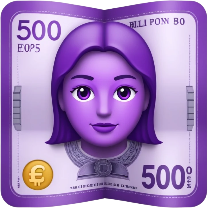 Realistic purple colored 500€ bill emoji