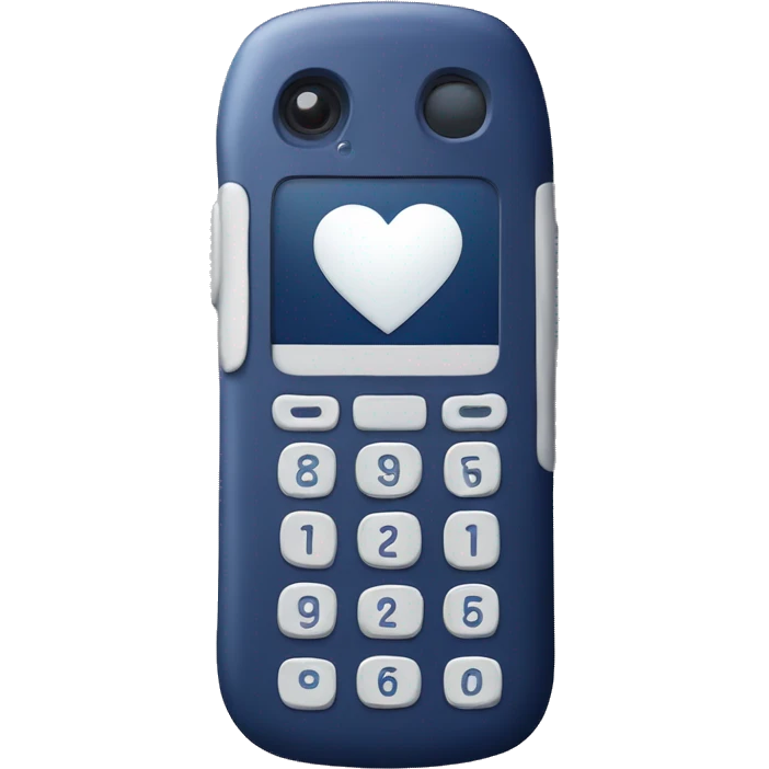Cute navy blue cellphone with white heart buttons emoji