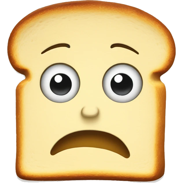 exaggerated sad expression on a sad toast emoji