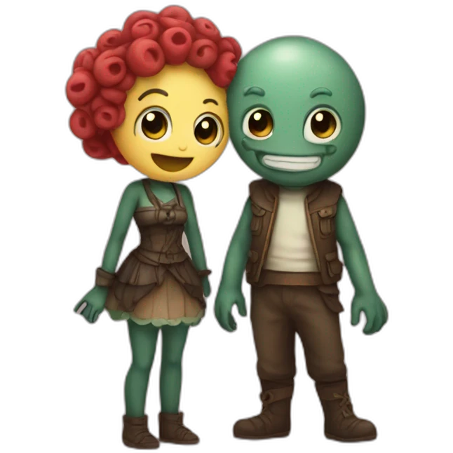 Cute in love kraken couple emoji