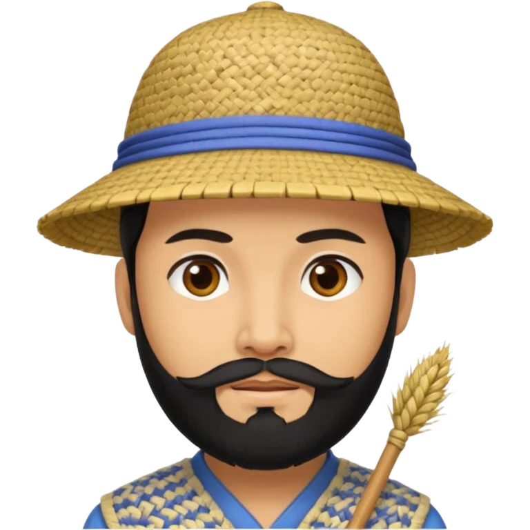 chinese man wearing rice hat wit beard emoji