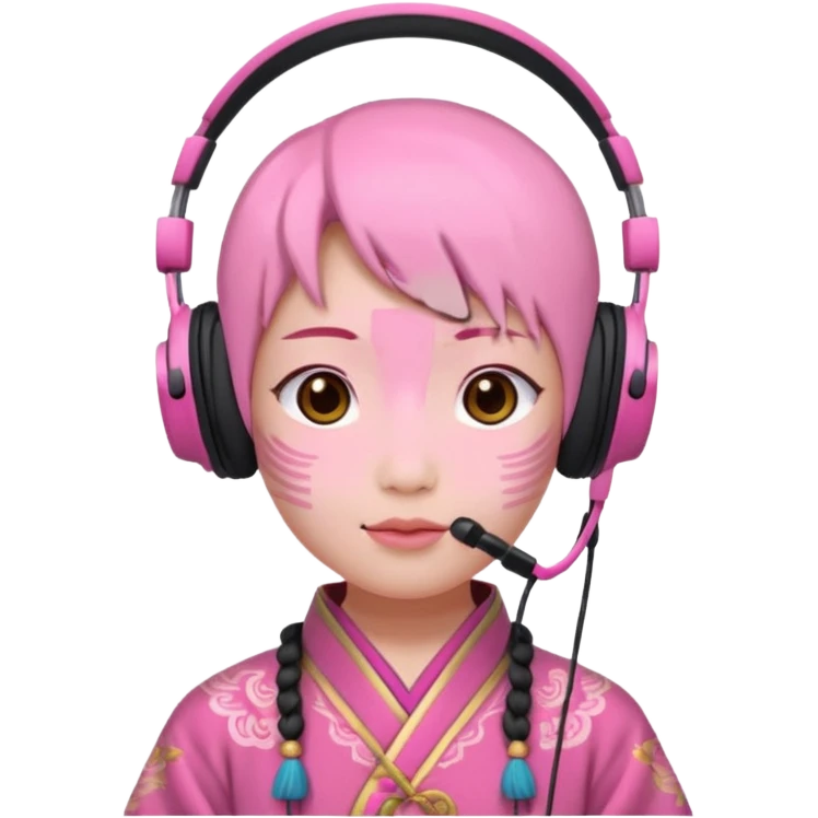 chinese ancient with headphone, pink emoji