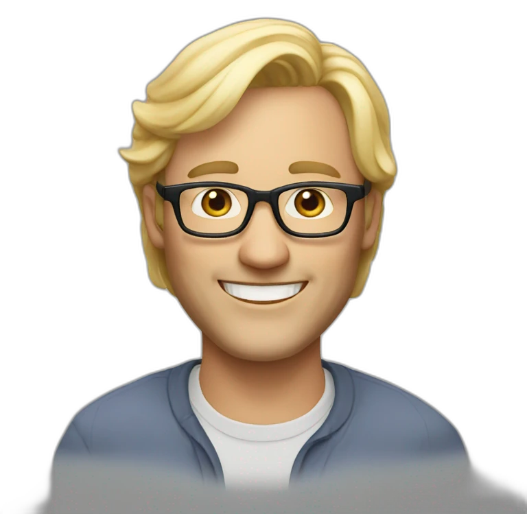 Man 50 Years old with glasses, smiling and Vera Long blond hair emoji
