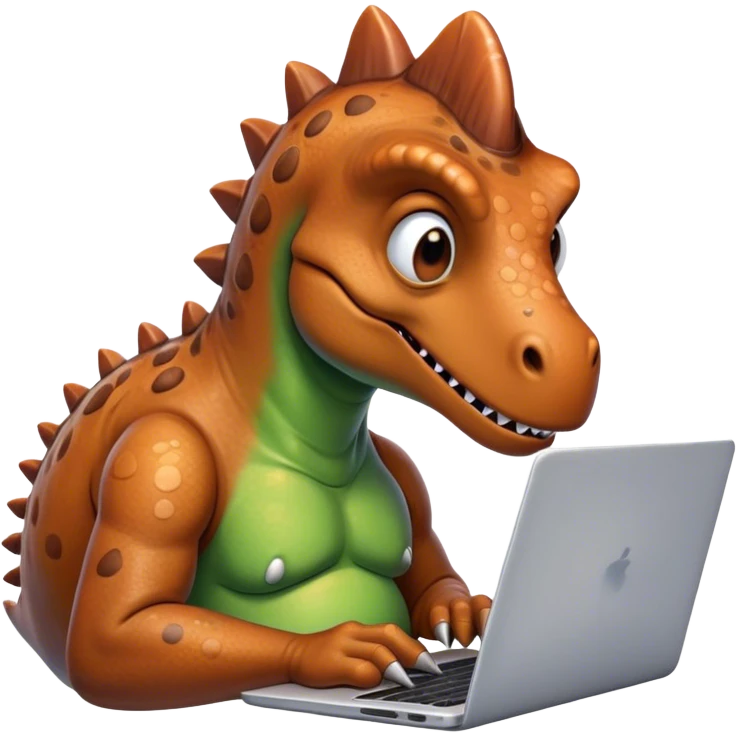 tired dinosaur working on laptop  emoji
