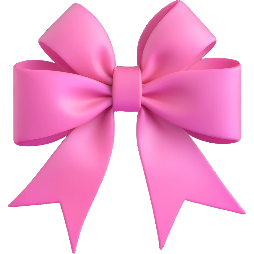 3D emoji style pink bow with frosted glass effect emoji