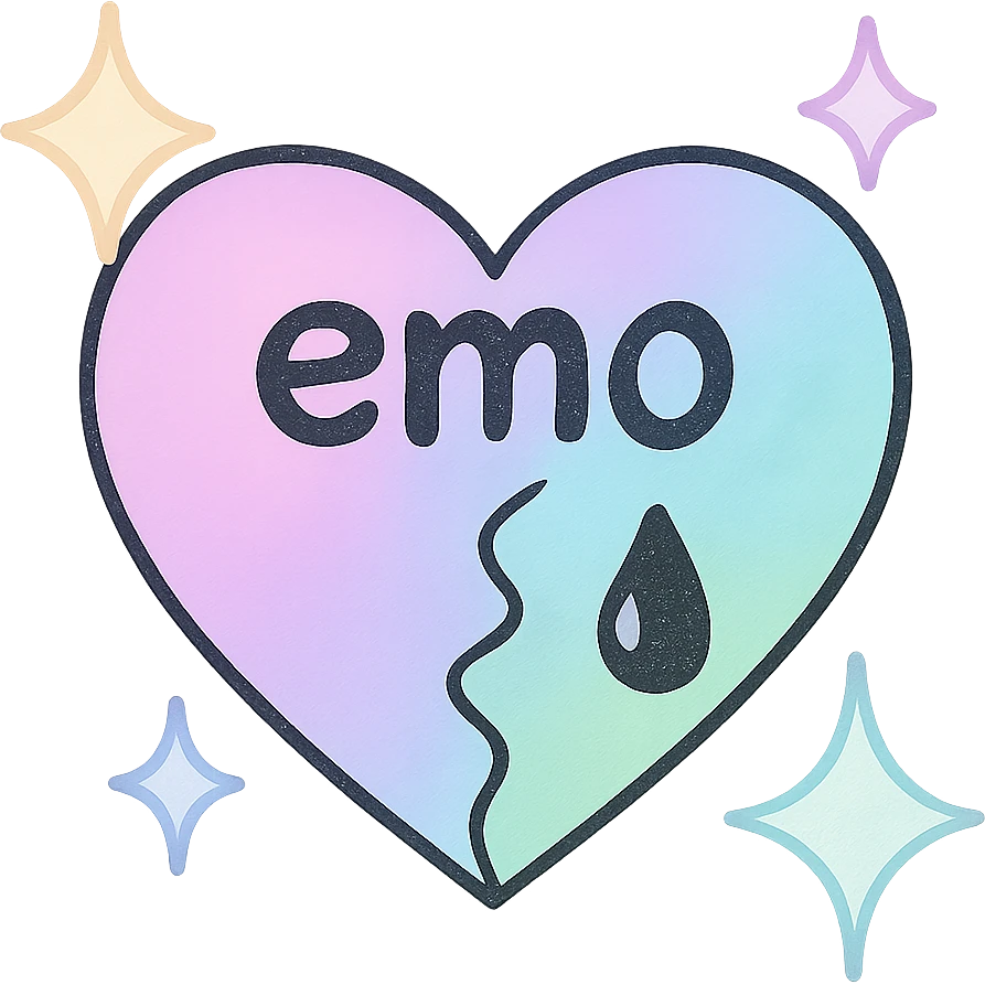 emo heart with sparkles, pastel colors emoji