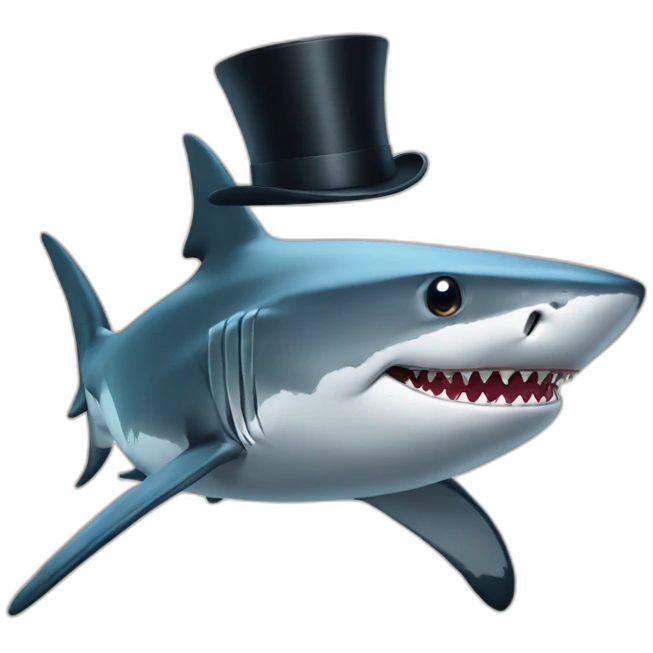 Shark with a top hat emoji