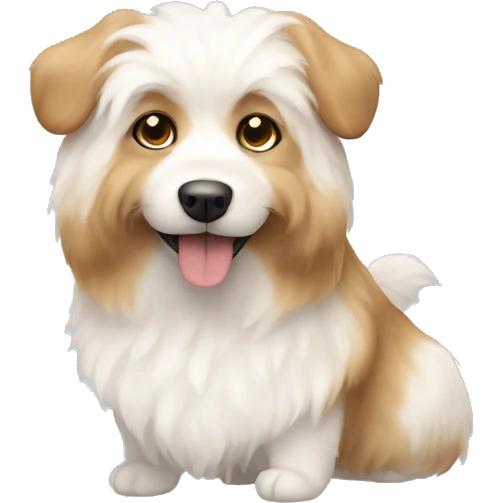 Fluffy white and tan dog emoji