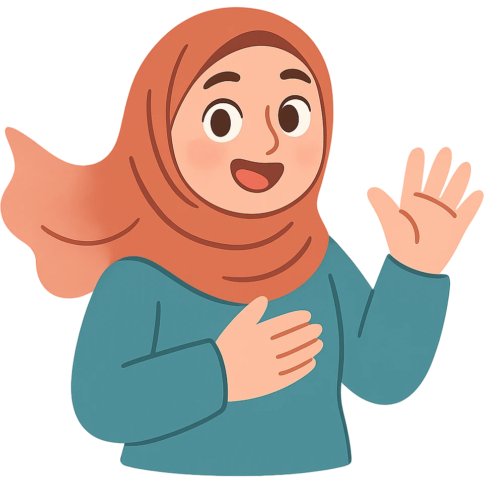 cute hijabi with white skin, brown eyes, flowy hijab emoji