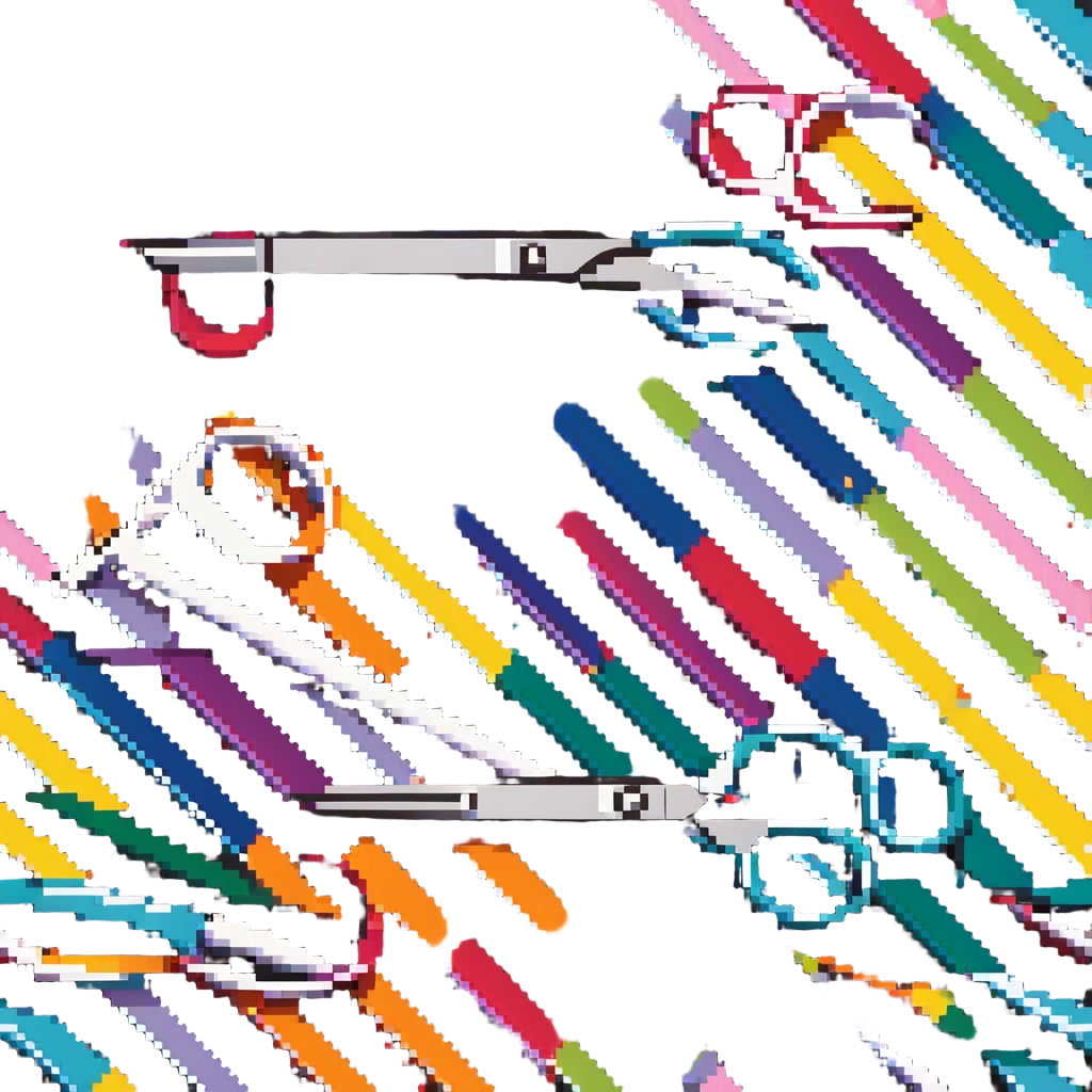 scissors cutting colorful fabric with dotted lines emoji
