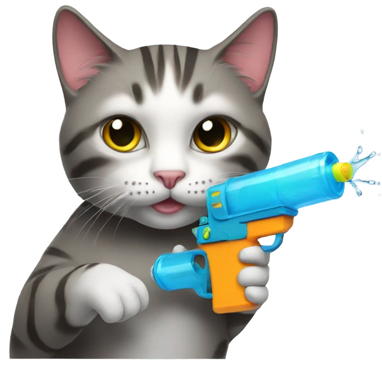 cat with water gun emoji