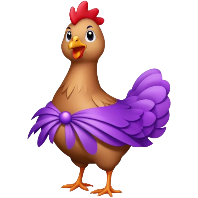 chicken in purple ball dress emoji