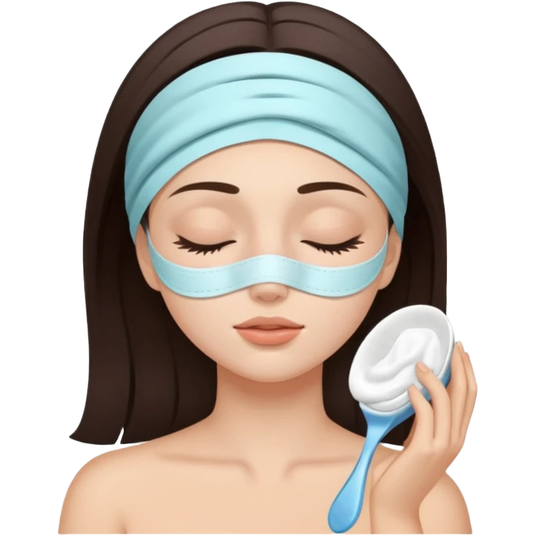 girl brunette getting a deep facial cleansing eyes closed emoji