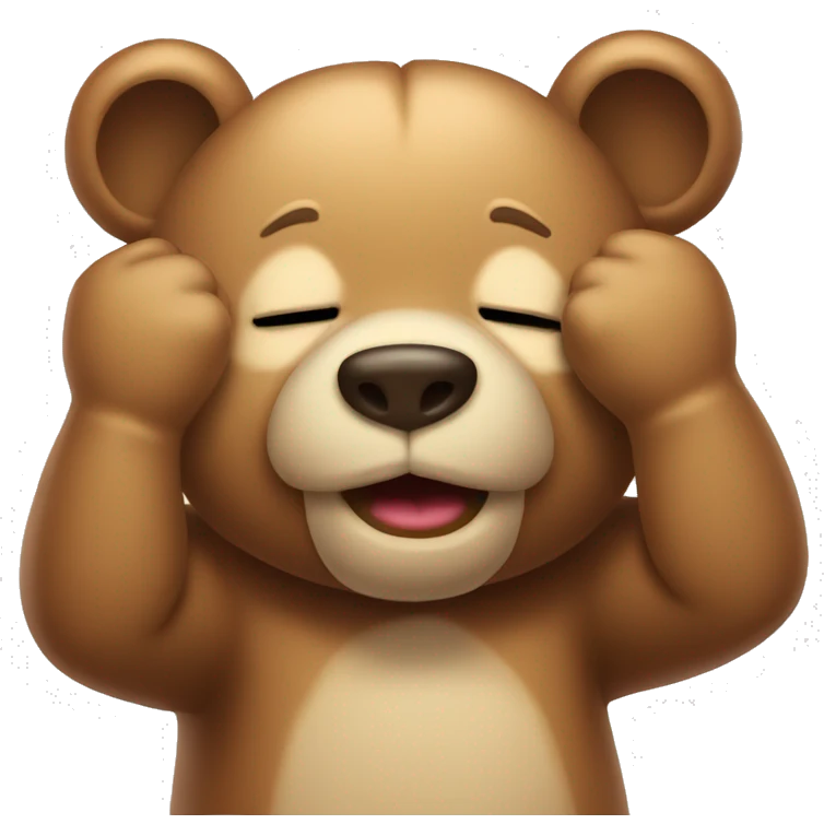 Apple bear emoji closing his eyes with his hands like this emoji 🙈  emoji