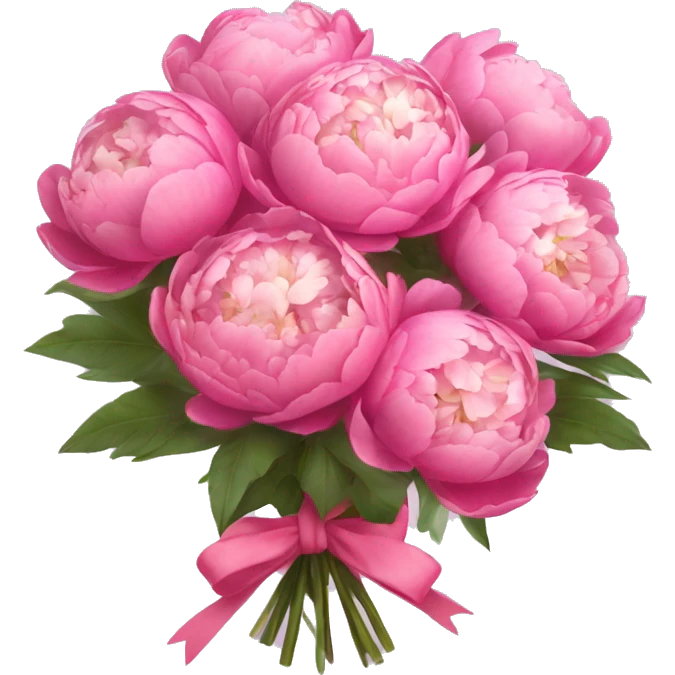 a bouquet of peonies with a little coquette bow emoji