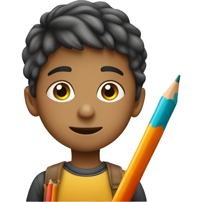 niño dibujando con lapices de colores emoji
