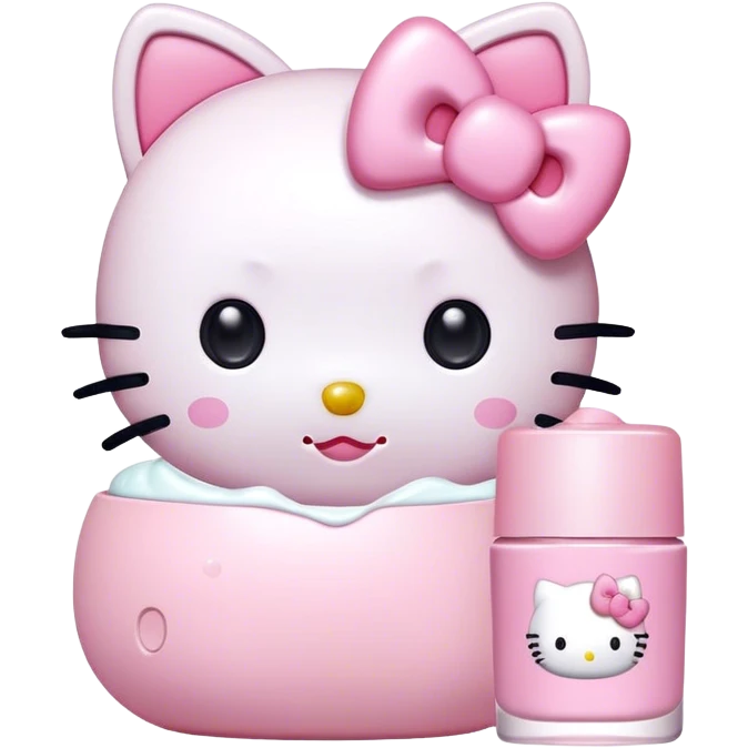 skincare with pink hello kitty emoji