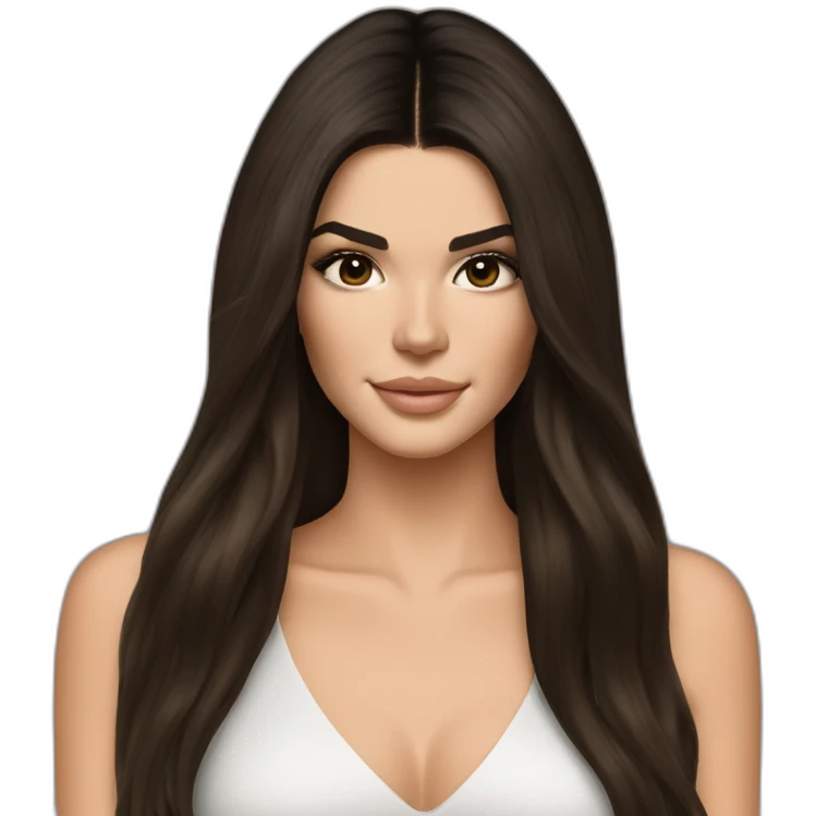 brunette Kendall Jenner with long hair with iPad emoji