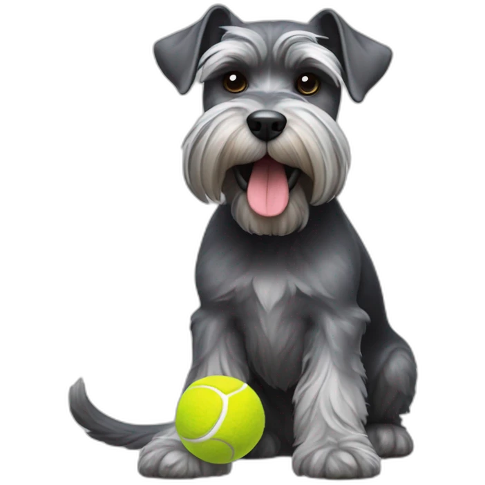 Full body schnauzer tennis ball in mouth emoji