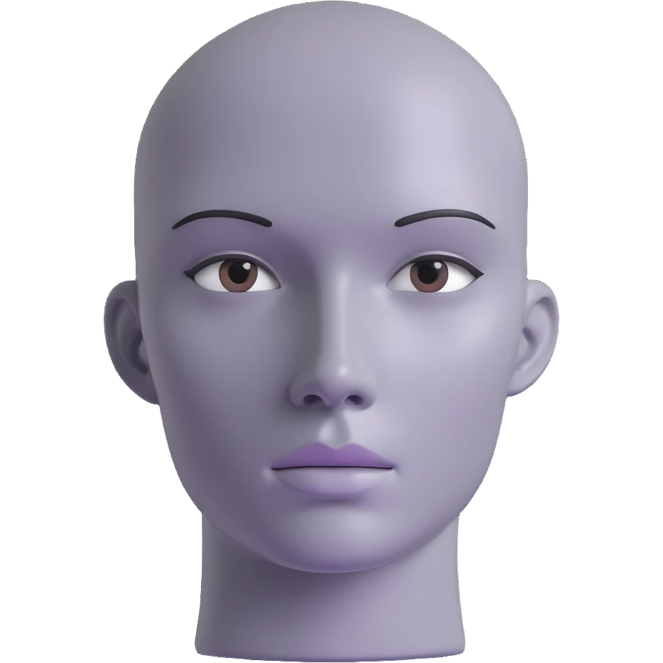 grey mannequin face, 3D style, stylized features, glossy finish emoji