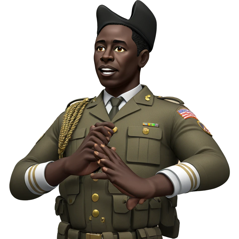 military style dark skin male emoji