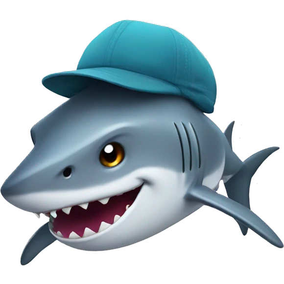 Cute shark with shark hat emoji