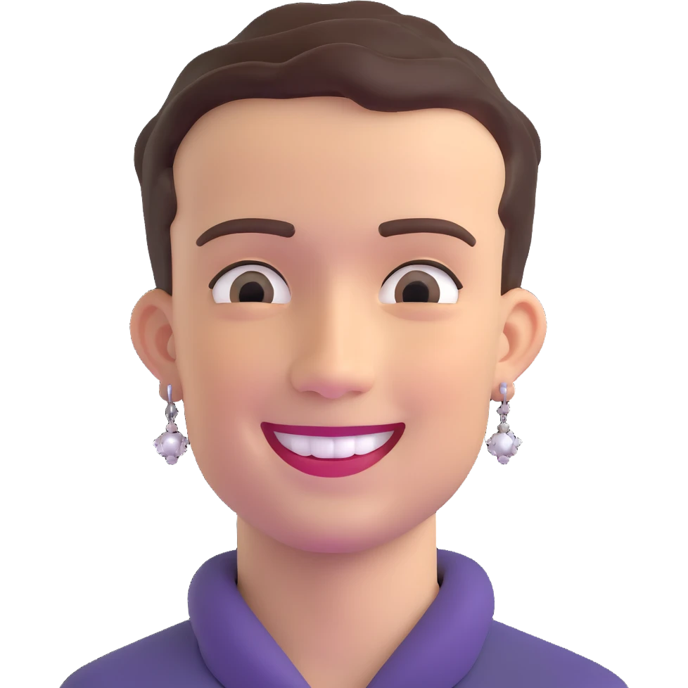 smiling man with earrings, short hair emoji