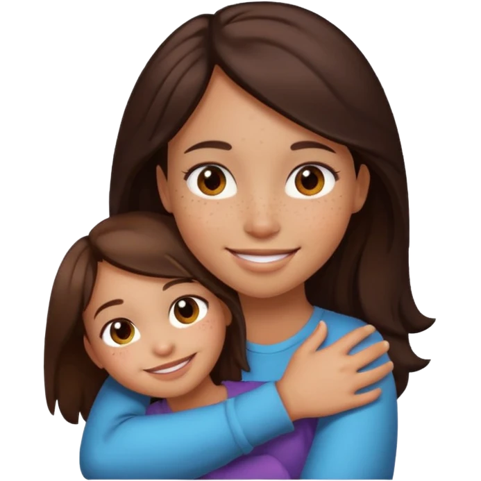 Both light skin and darkish brown hair, give girl freckles HUGgING EMOJI emoji