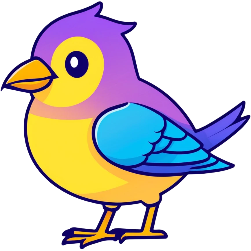 A stylized bird head with a blue and purple gradient, facing right emoji