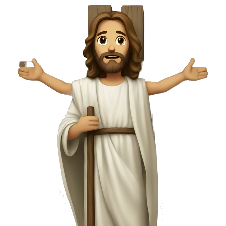 Jesus holding a cross emoji
