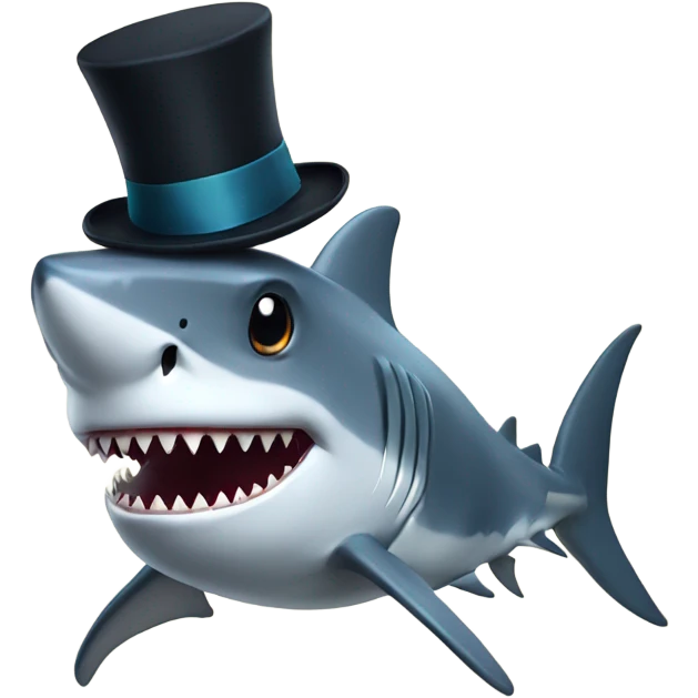 Shark with a top hat emoji