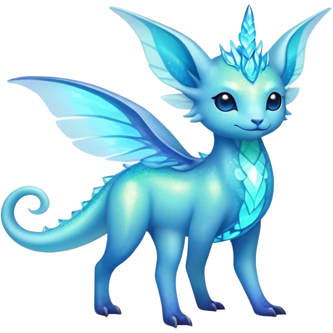 Shiny Exotic Colorful Neon-colored Ethereal Sparkly Amaura-Aurorus-Fakémon-hybrid-creature (full body)  emoji