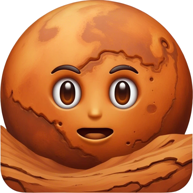 Cinematic Realistic Mars Emoji, portrayed with rugged, rust-colored landscapes, deep canyons, and swirling dust storms rendered with lifelike texture and an orange-hued glow that evokes the enigmatic allure of the Red Planet. emoji