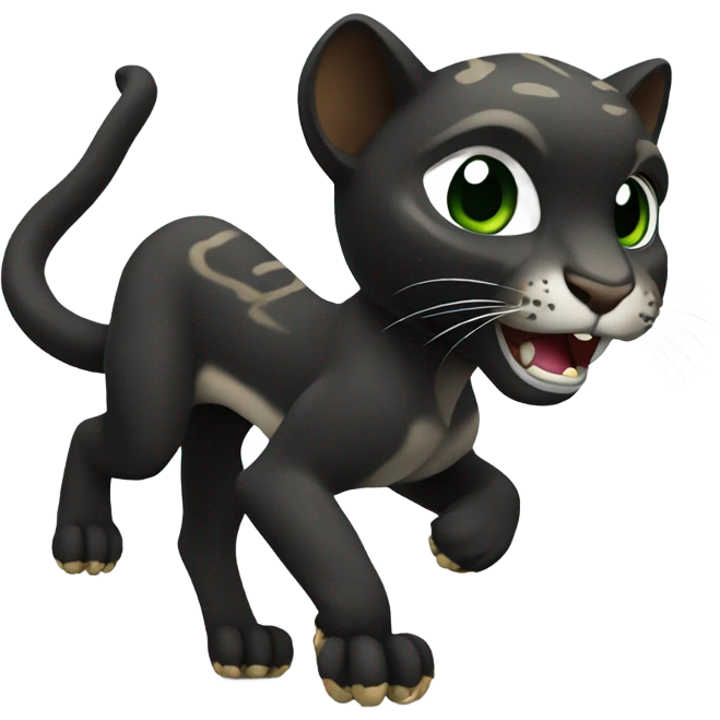 Black puma play with snake  emoji