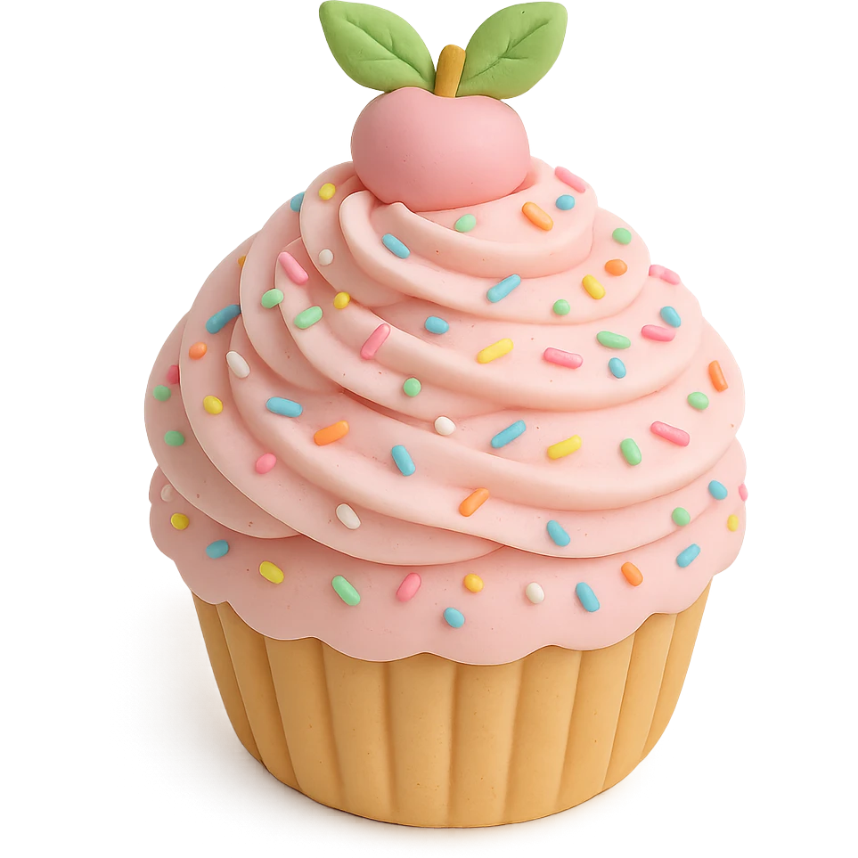 Add colorful sprinkles to the pink icing, keep the fondant cake art style and transparent background. emoji