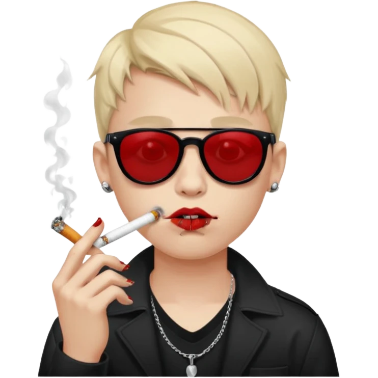 boy with piercing sunglasses blood smoking cigarette emoji