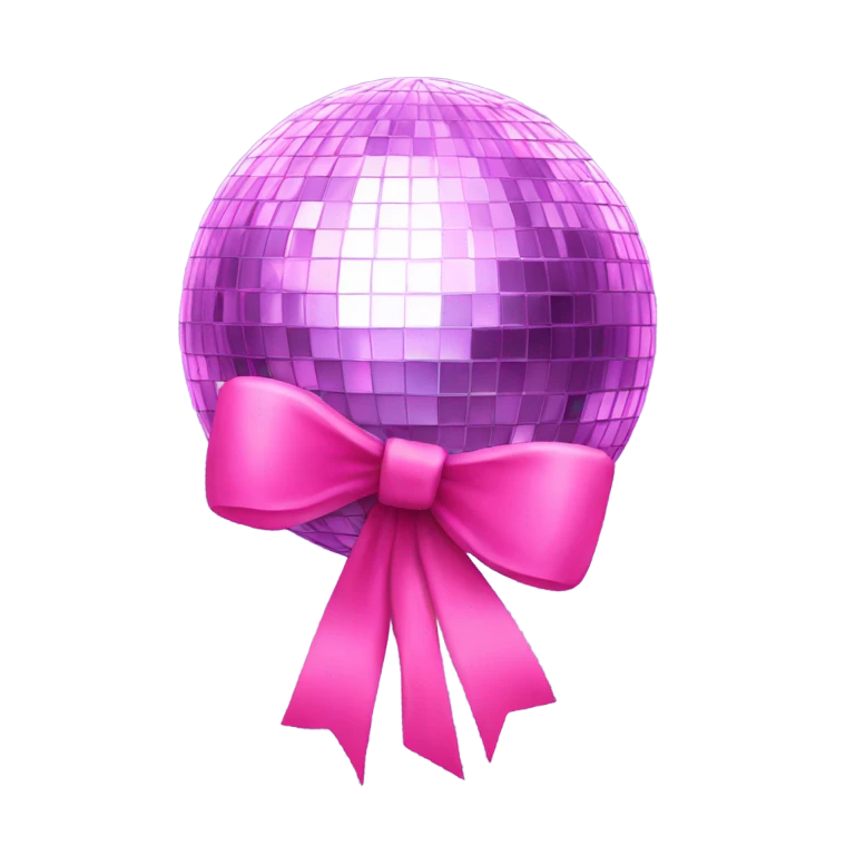 disco ball with pink bow emoji