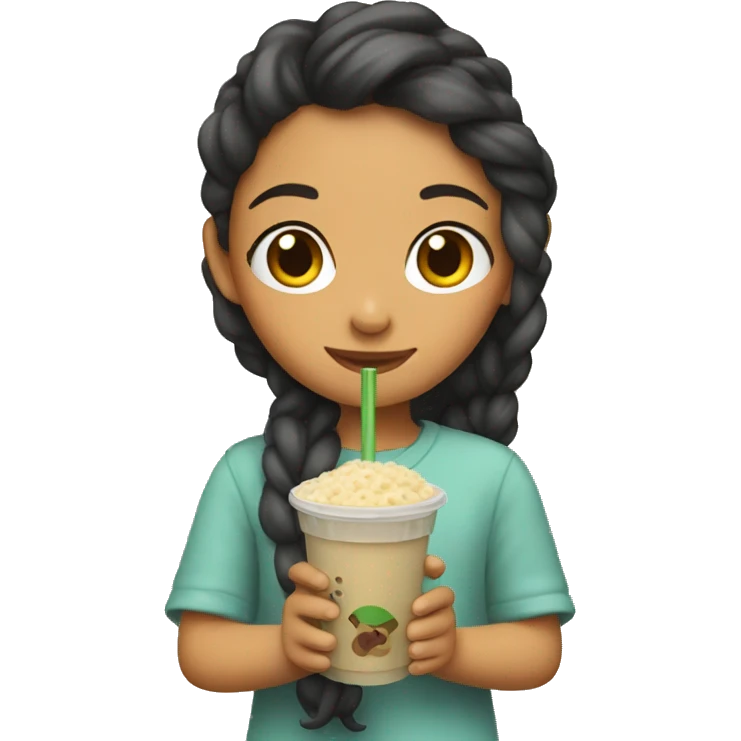 Girl holding boba emoji