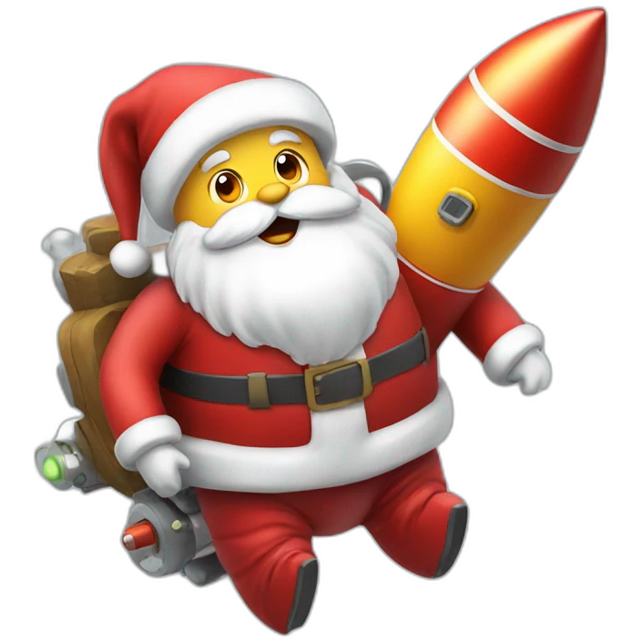 santa claus on the rocket emoji