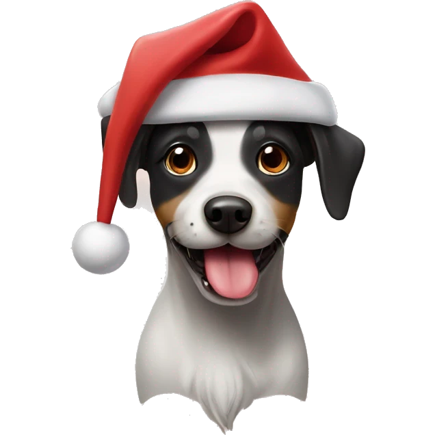 Black mouth cure dog with Santa hat emoji
