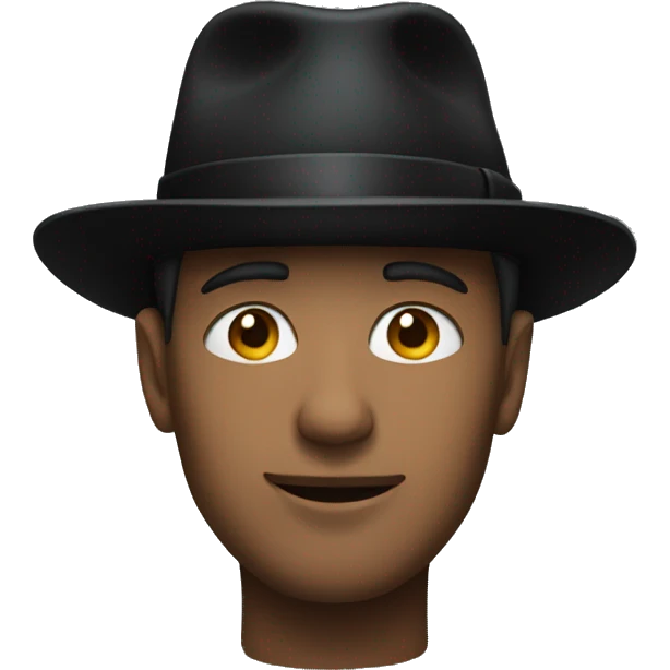 a man wearing a black hat and closing eyes emoji