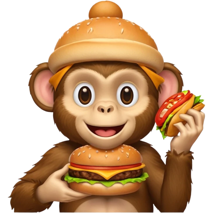 happy monkey holding a burger emoji