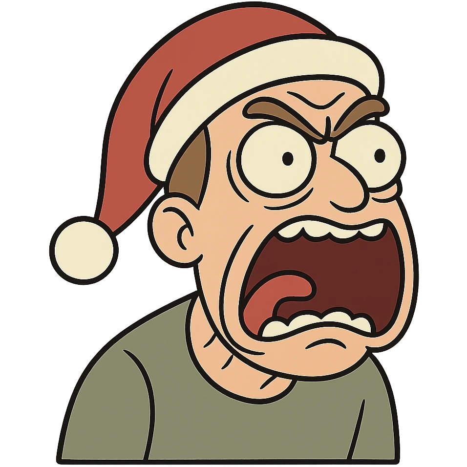 screaming face wearing a Santa hat emoji